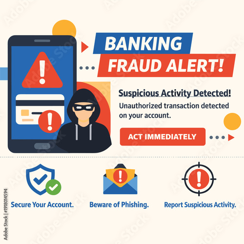 Banking fraud alert notification graphic