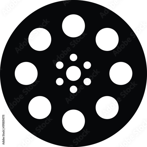 silhouette movie film reel icon isolated on white background vector design