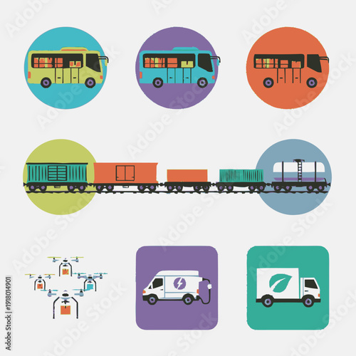 Various Vehicles for Transportation and Logistics.