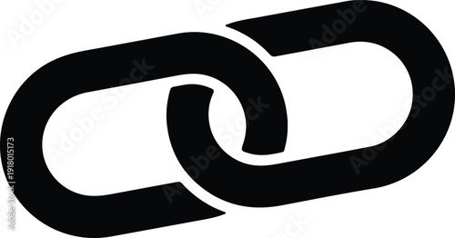 silhouette of two interlocking chain links representing connection and strength vector design