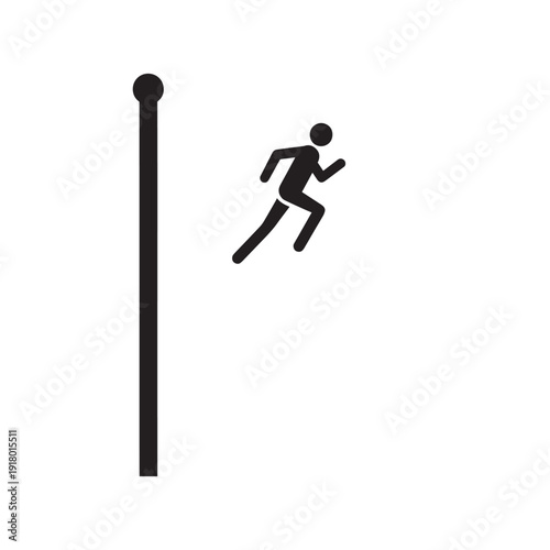 Icon of a running figure beside a vertical post conveying athletic movement and speed in a simple vector design.