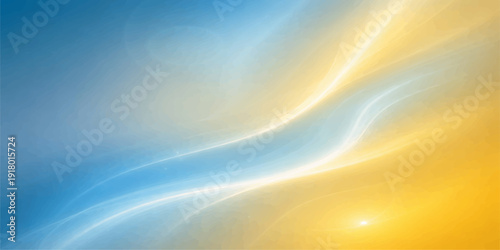 Abstract blue and yellow background with flowing waves of light reflecting nature through the summer sky and ocean horizon