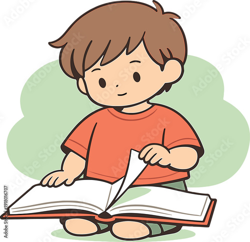 Gentle child pauses mid turn, holding a thin page delicately while the rest of the book lies open. | child turning pages book,