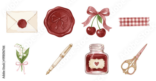 Vintage Stationery and Romantic Ephemera Sticker Set