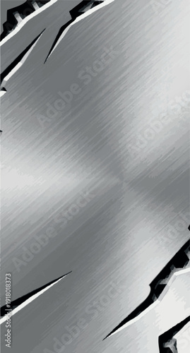 Brushed Steel Metal Texture - Abstract Metallic Background with Realistic Shading and Torn Edges