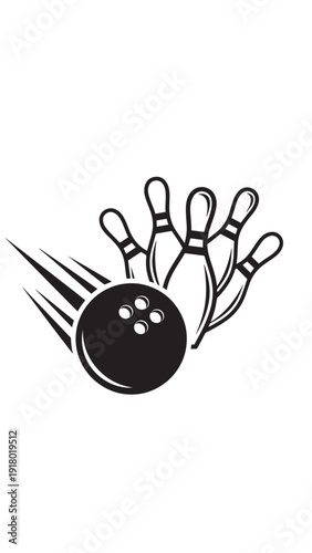 Dynamic bowling scene with ball approaching the pins in a solo lane.