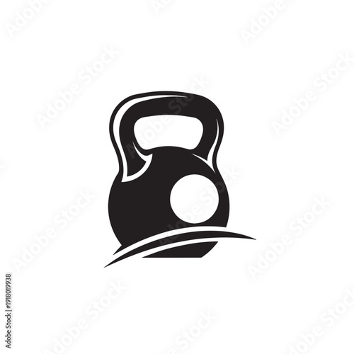Iconic black kettlebell silhouette representing fitness and strength training activity.