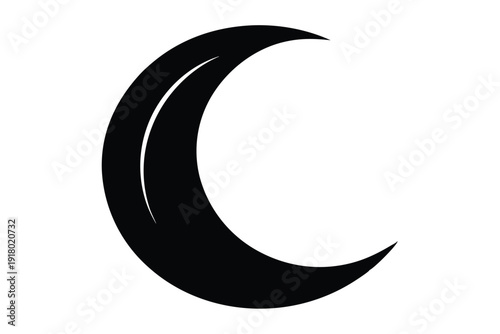 set of crescent moon icon line art silhouette vector illustration