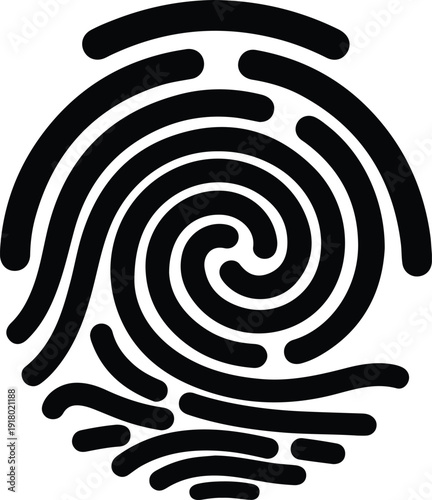 silhouette biometric fingerprint icon for authentication and identity verification vector design