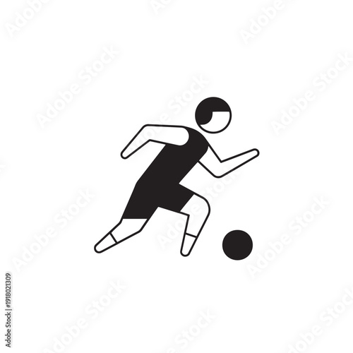 Dynamic silhouette of a soccer player in motion with ball.