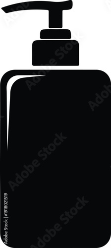 silhouette black plastic dispenser bottle with pump for liquid soap vector design
