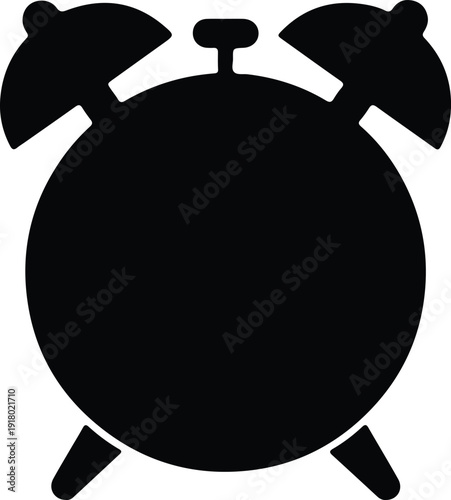 silhouette classic twin bell alarm clock for morning wake up vector design