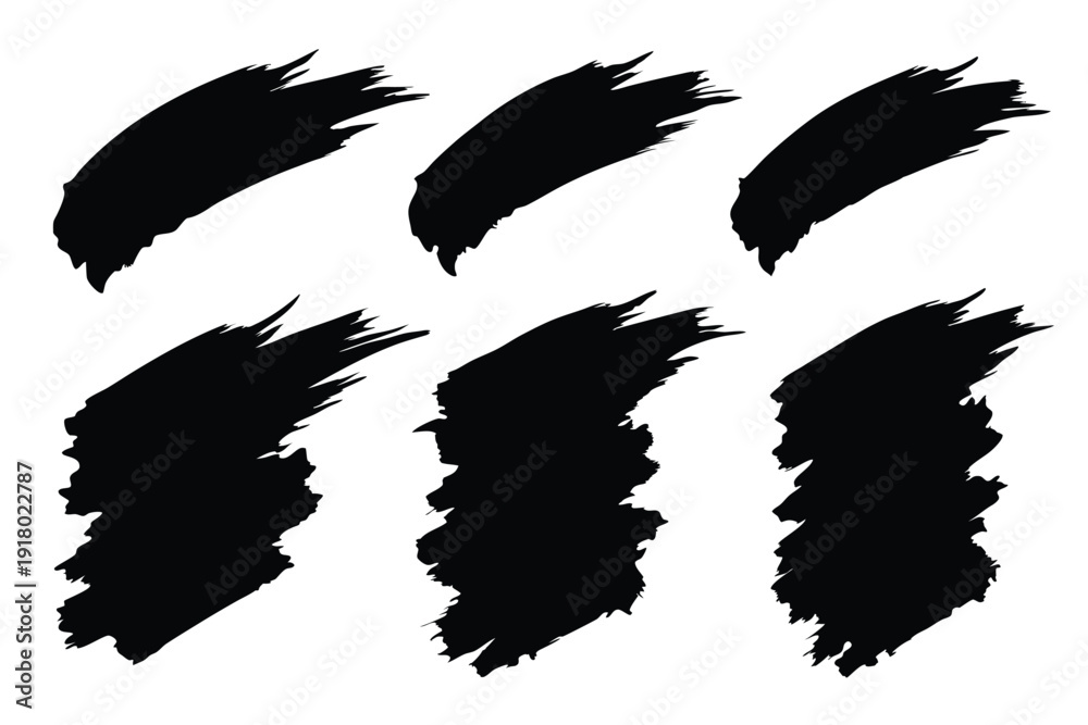 Obraz premium set of brush strokes line art silhouette vector illustration