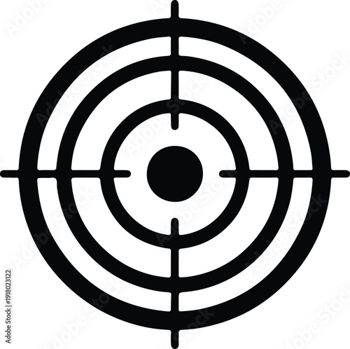 silhouette of a circular target icon with crosshairs for goals vector design