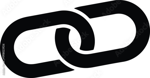 silhouette of two interlocking chain links representing connection and strength vector design
