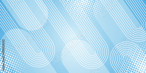 Blue and white gradient abstract background with overlapping geometric layers and glowing white curved line decoration. Minimalist line concept for banner, flyer, card, cover, and brochure. VOL. 4