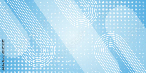 Blue and white gradient abstract background with overlapping geometric layers and glowing white curved line decoration. Minimalist line concept for banner, flyer, card, cover, and brochure. VOL. 5