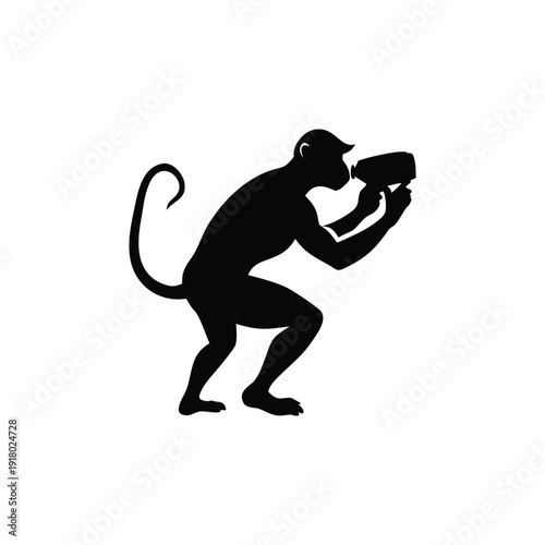 Monkey writing happy new year with sparklers illustration