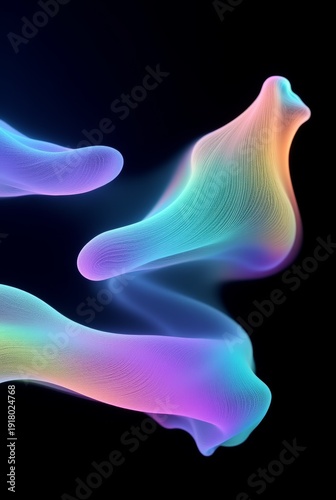 iridescent fluid waves on black background