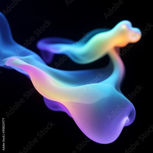 iridescent fluid waves on black background