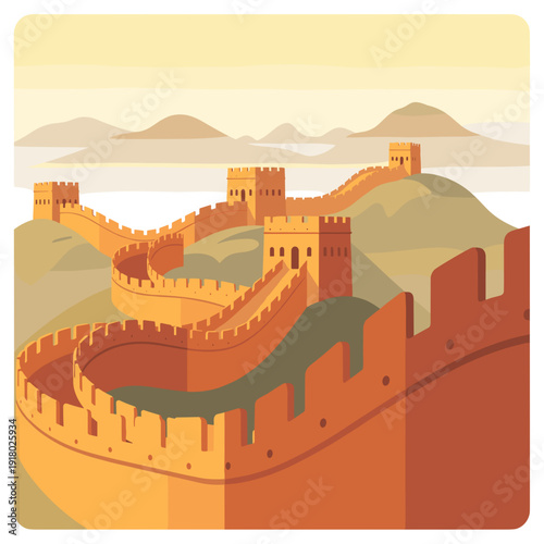 Warm Tone Great Wall Sunset Landscape View