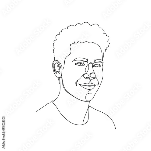 Stunning young man with short curly hair smiling