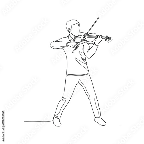Man playing violin with passion and skill in elegant pose