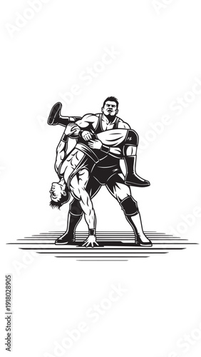Powerful strongman and muscular hero illustrated in a heroic comic scene.