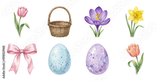 Spring Easter Floral Clip Art Collection, Vector Set