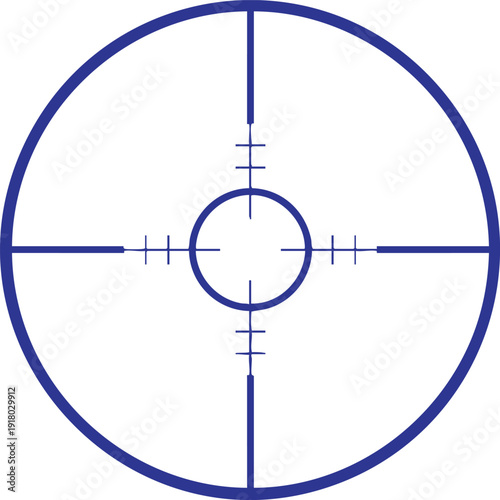 Blue Crosshair Reticle Target Scope Viewfinder on White Background