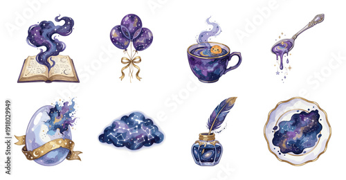 Celestial Magic Sticker Set with Cosmic Galaxy Elements