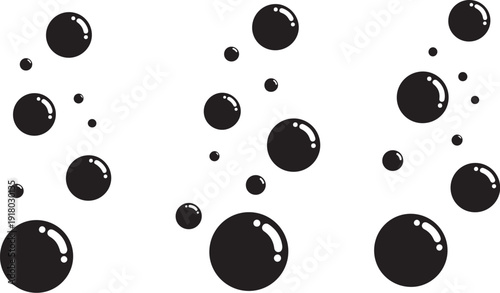 Black bubbles of various sizes on white background illustration