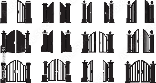 Various Gate and Fence Designs in Black and White