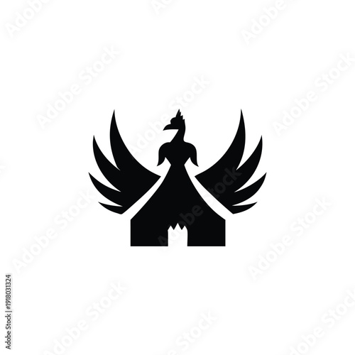 Phoenix silhouette forming a majestic palace roof vector