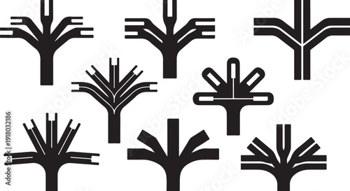 Black tree silhouettes on a white background illustration design