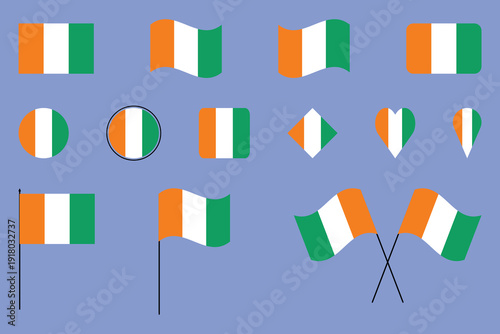 Ivory Coast Flag Mega Set Cote d Ivoire Flags in Various Shapes and Styles.