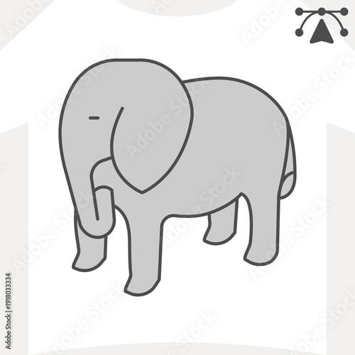 African elephant isometric icon, wildlife and zoology concept. Vector graphics. Animal sign and editable stroke, outline style icon for mobile or web design.