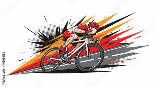Cyclist in action bold vector illustration for sports and competition