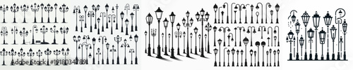 Vector set image silhouette of park lamp.