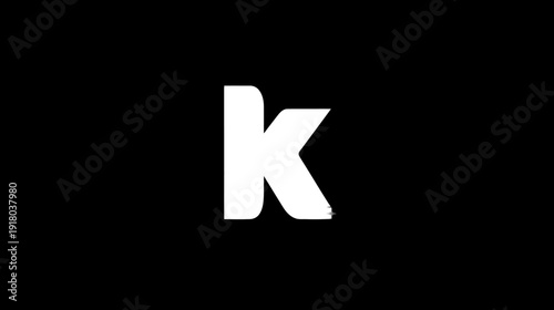 White Lowercase Letter K Isolated on Black Background, Modern Typographic Design Element, Alphabet Symbol
