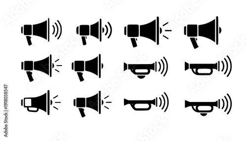 megaphone silhouette, minimal car horn icon vector illustration