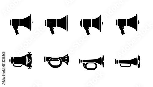 megaphone silhouette, minimal car horn icon vector illustration