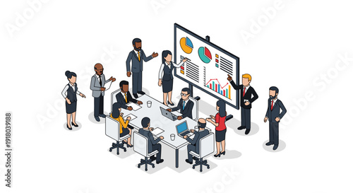 Business Professionals Analyzing Data on Whiteboard.
