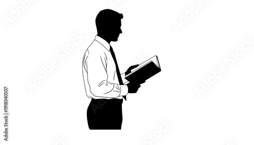 Set of male teacher with book silhouette vector