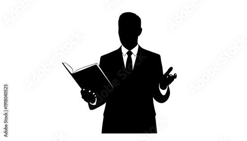 Set of male teacher with book silhouette vector