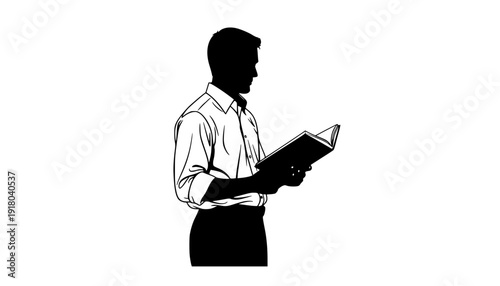 Set of male teacher with book silhouette vector