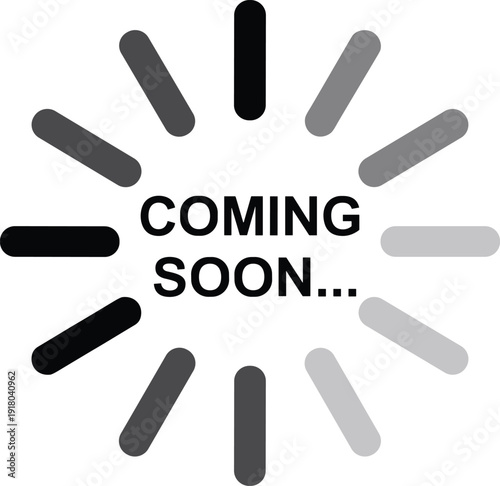 Coming soon message vector illustration with loading progress bar icon, business announcement and website launch concept