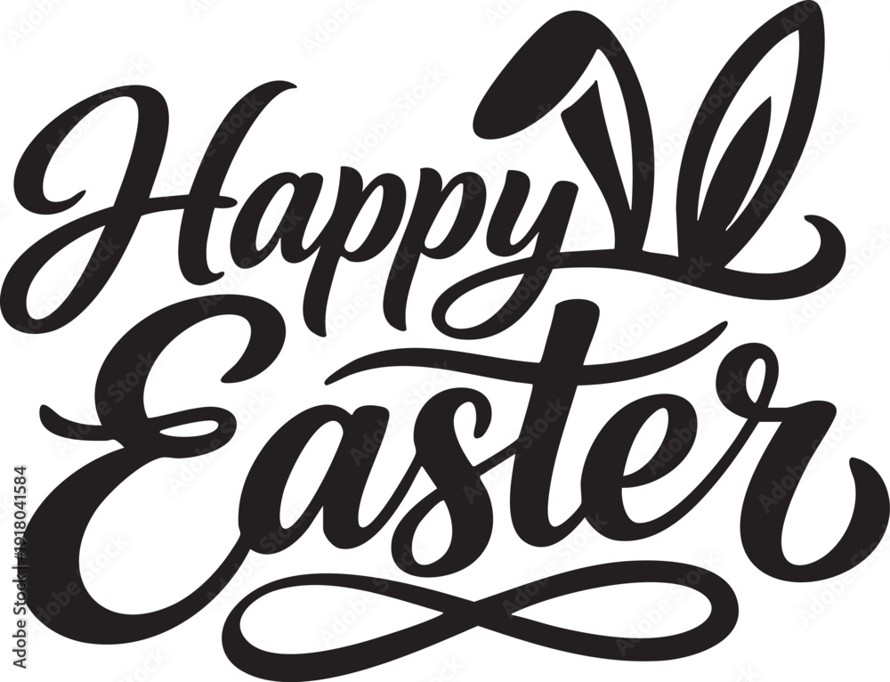 custom made wallpaper toronto digitalHappy Easter typography with bunny ears creative lettering design