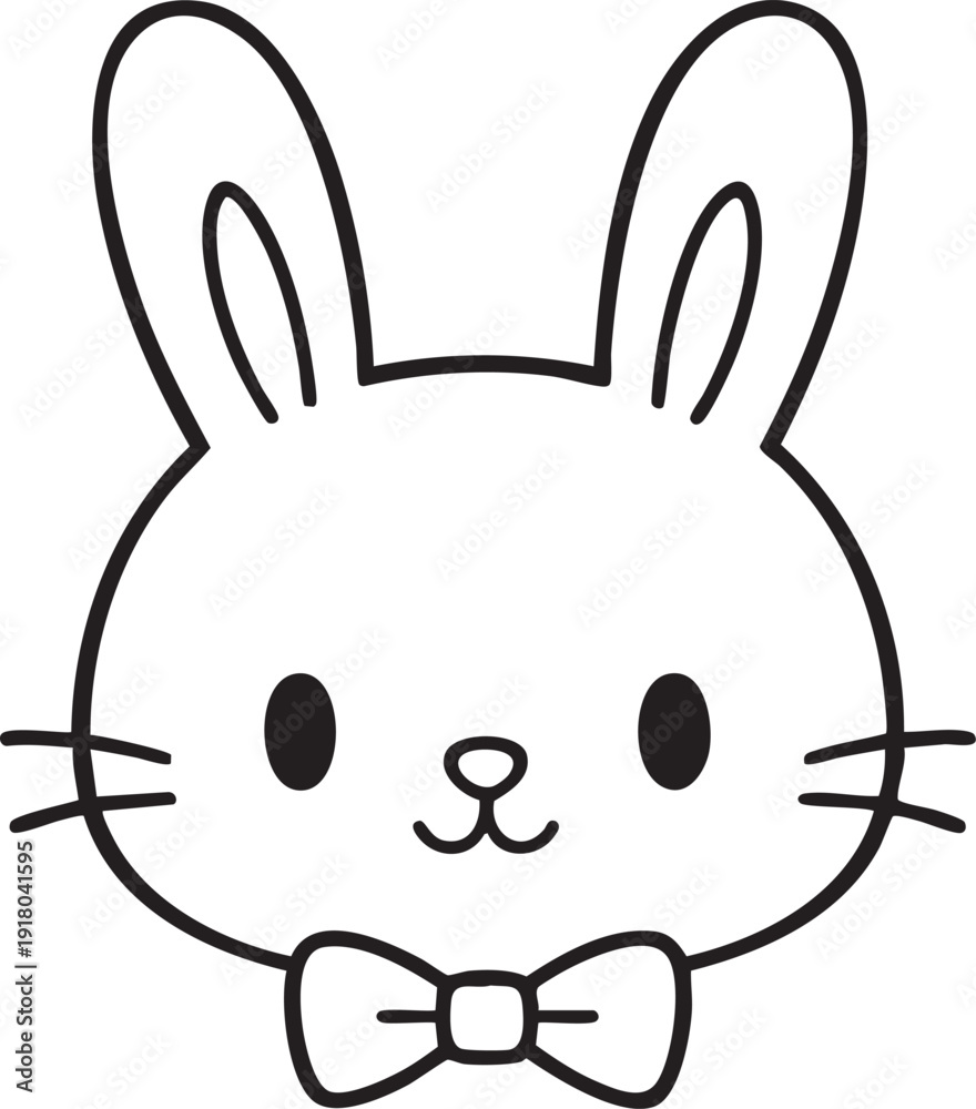 custom made wallpaper toronto digitalCute Easter bunny face simple line art vector illustration