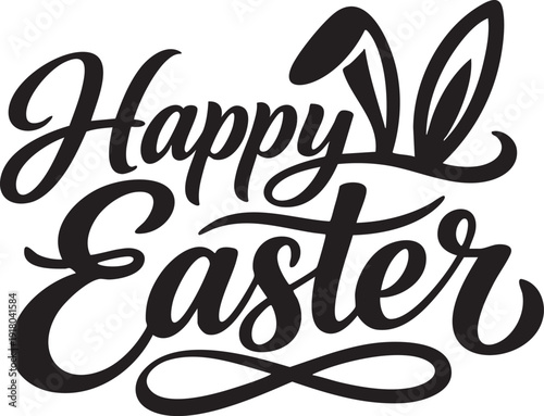 Wallpaper Mural Happy Easter typography with bunny ears creative lettering design Torontodigital.ca
